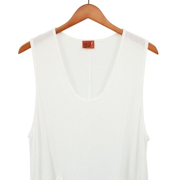 Oh My Gauze! Brad Vest Cotton White Sleeveless Asymmetrical Lagenlook Tunic O/S - Picture 4 of 6